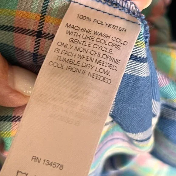 Vineyard Vines Shirt Womens Plaid Adj Long Sleeve Sz 8 Tunic Preppy Logo - Picture 10 of 13